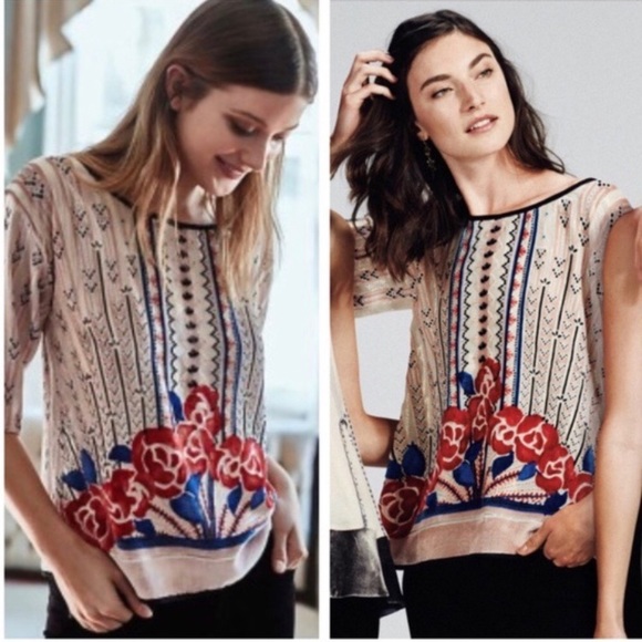 Anthropologie Moulinette Soeurs Velvet Posey Top - Picture 3 of 3